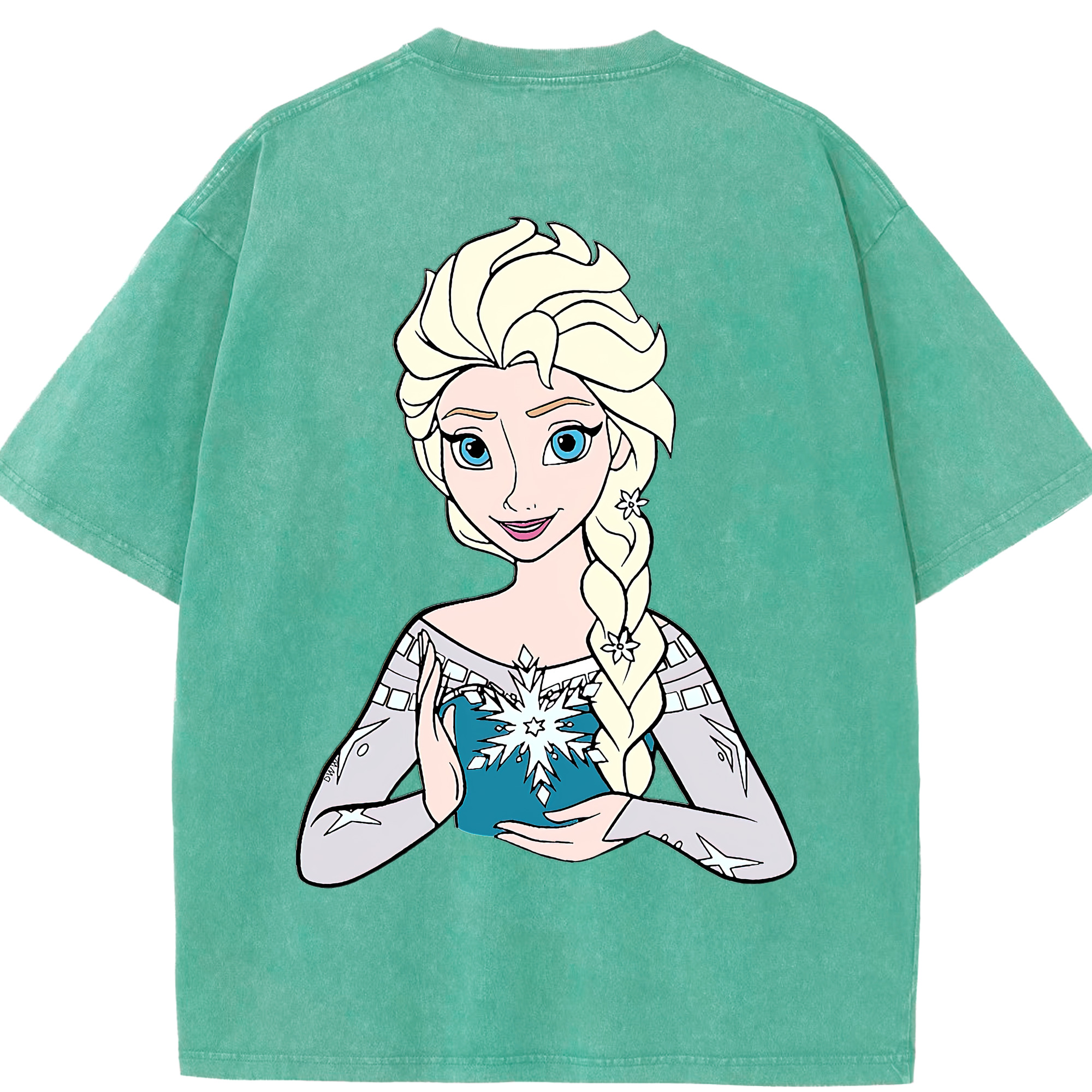 （画像用） アナと雪の女王 アンナ エルサ Frozen Anna Elsa 綿100% ヴィンテージ風 半袖Tシャツ（背面プリント）